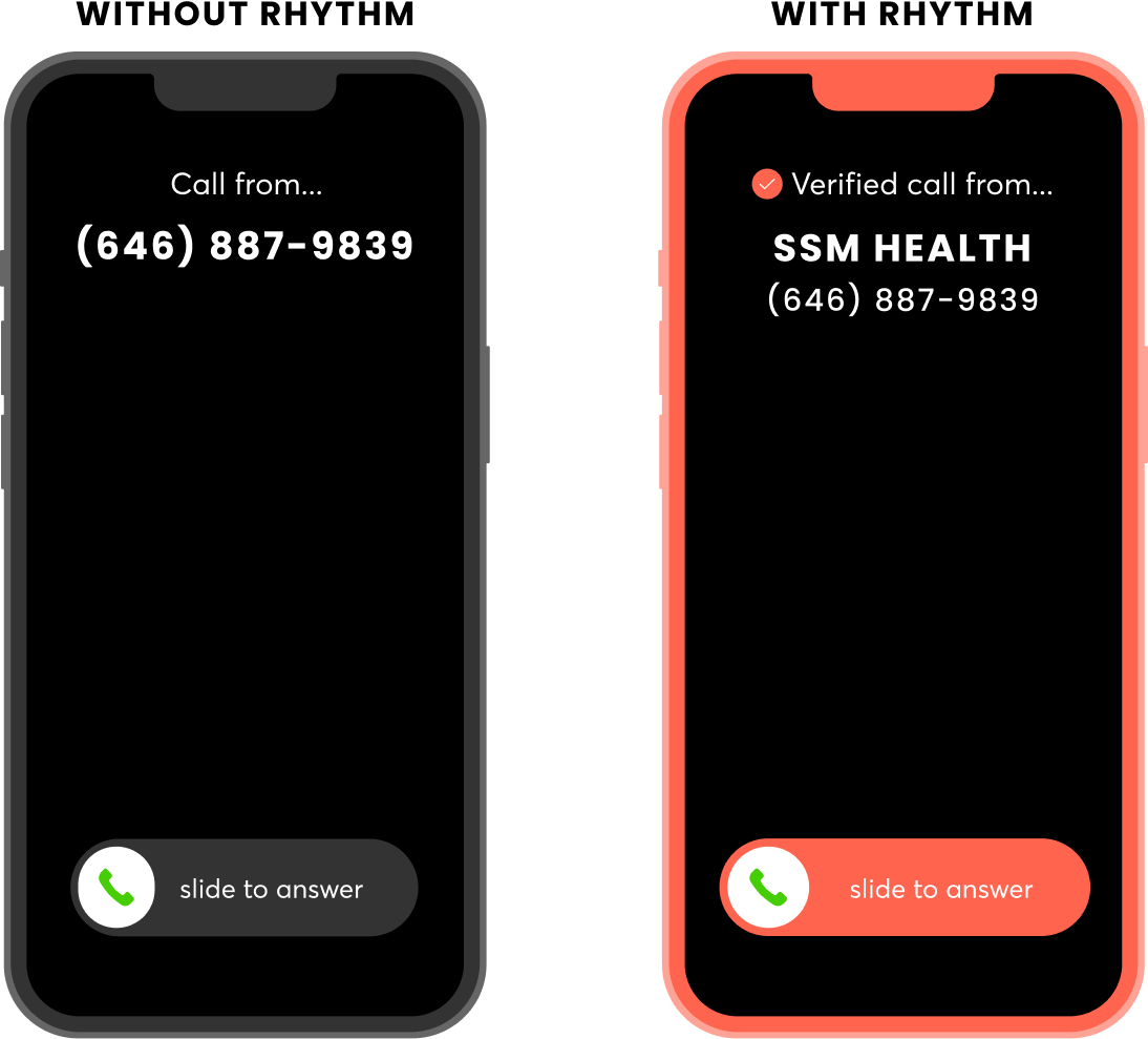 Branded caller ID — a verified call showing your clinic's name