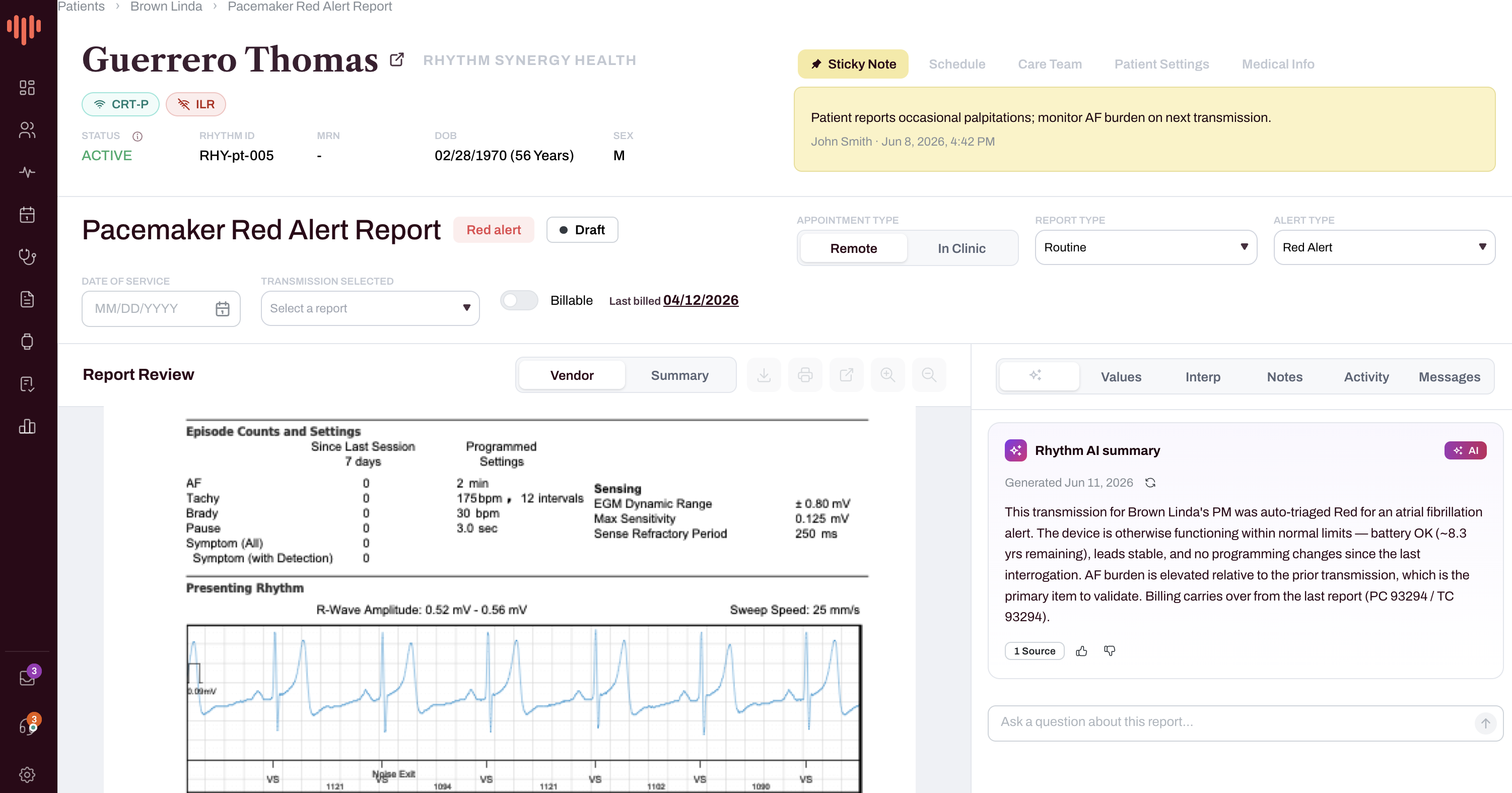 The single-page report review with AI summary