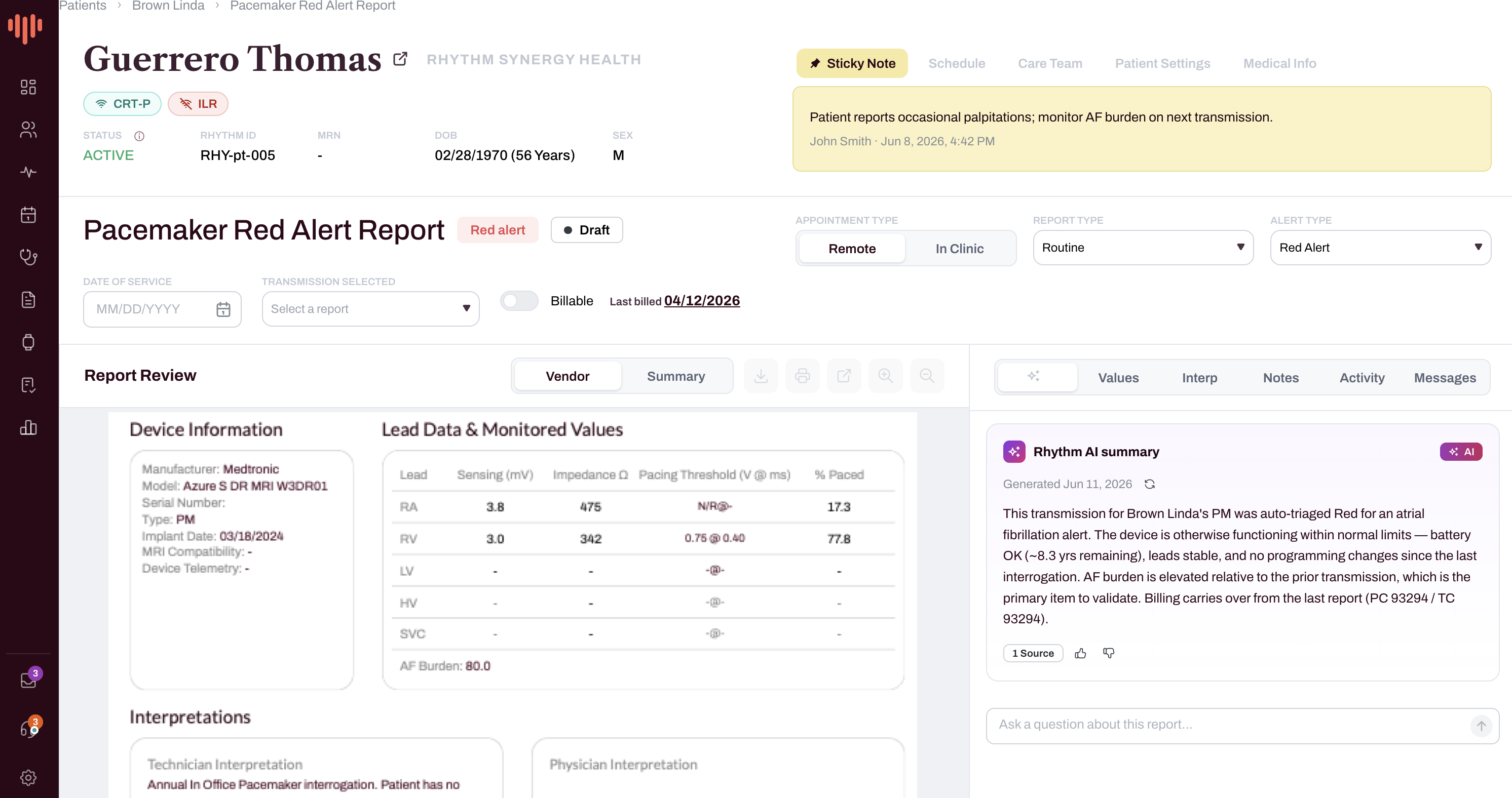 A summary report formatted to your clinic's template